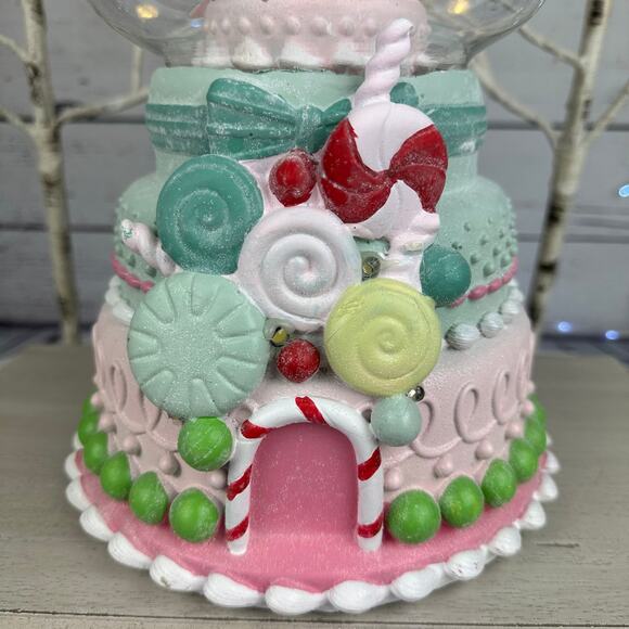 🍭 Peppermint Square Pastel Light-Up Musical Gumball Machine Christmas Decor - Picture 3 of 7